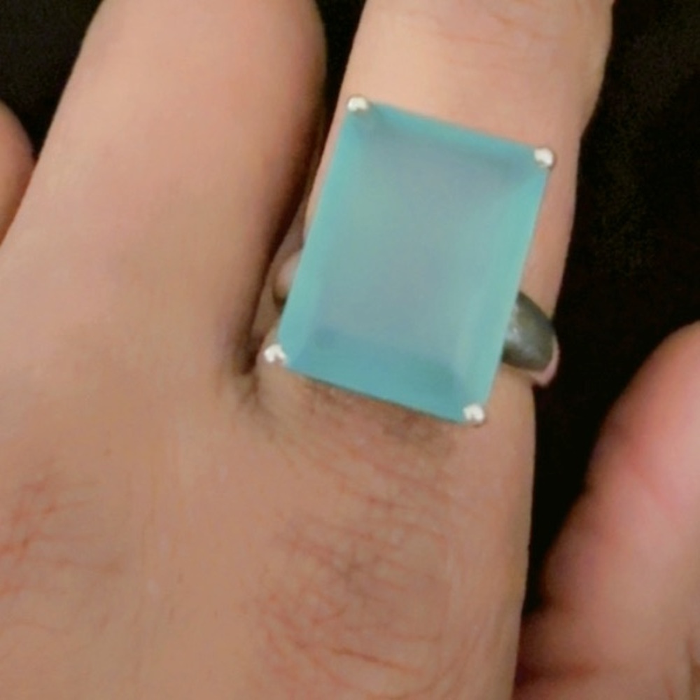 Silver Statement Ring With Blue Gemstone! “Your N… - image 1